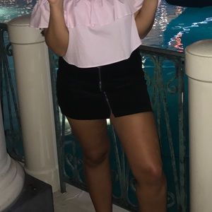 Black corduroy mini skirt